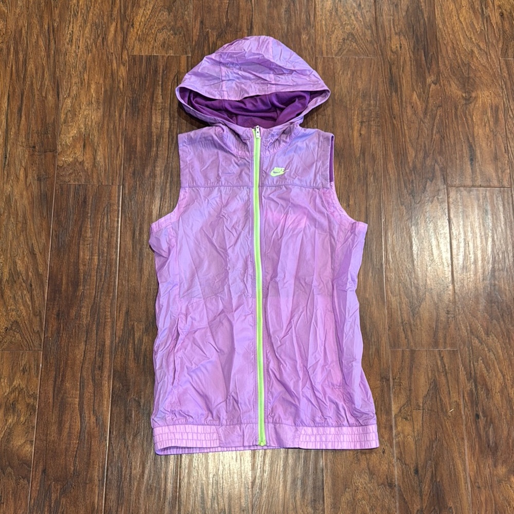 Girls Purple Hooded Vest with Zipper - L